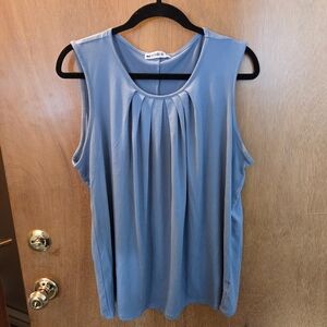 Doublju Blue Pleated Tank Top